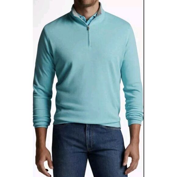 Peter Millar SZ XXL Crown Comfort 1/4 Zip Sweater Teal Golf Performance MS23K49 - Picture 3 of 12